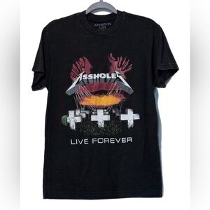 A$$holes (xm) Live Forever Metallica Inspired Graphic Tshirt Sz M Black NWOT